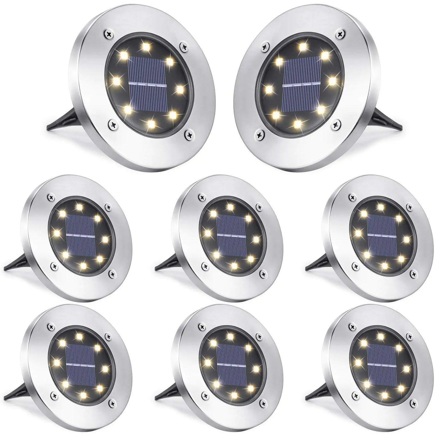 2-16 Pack Solar Ground Lights Outdoor 8 LED Waterproof Garden In-ground Pathway Landscape Lighting for Lawn Deck Patio Walkway
