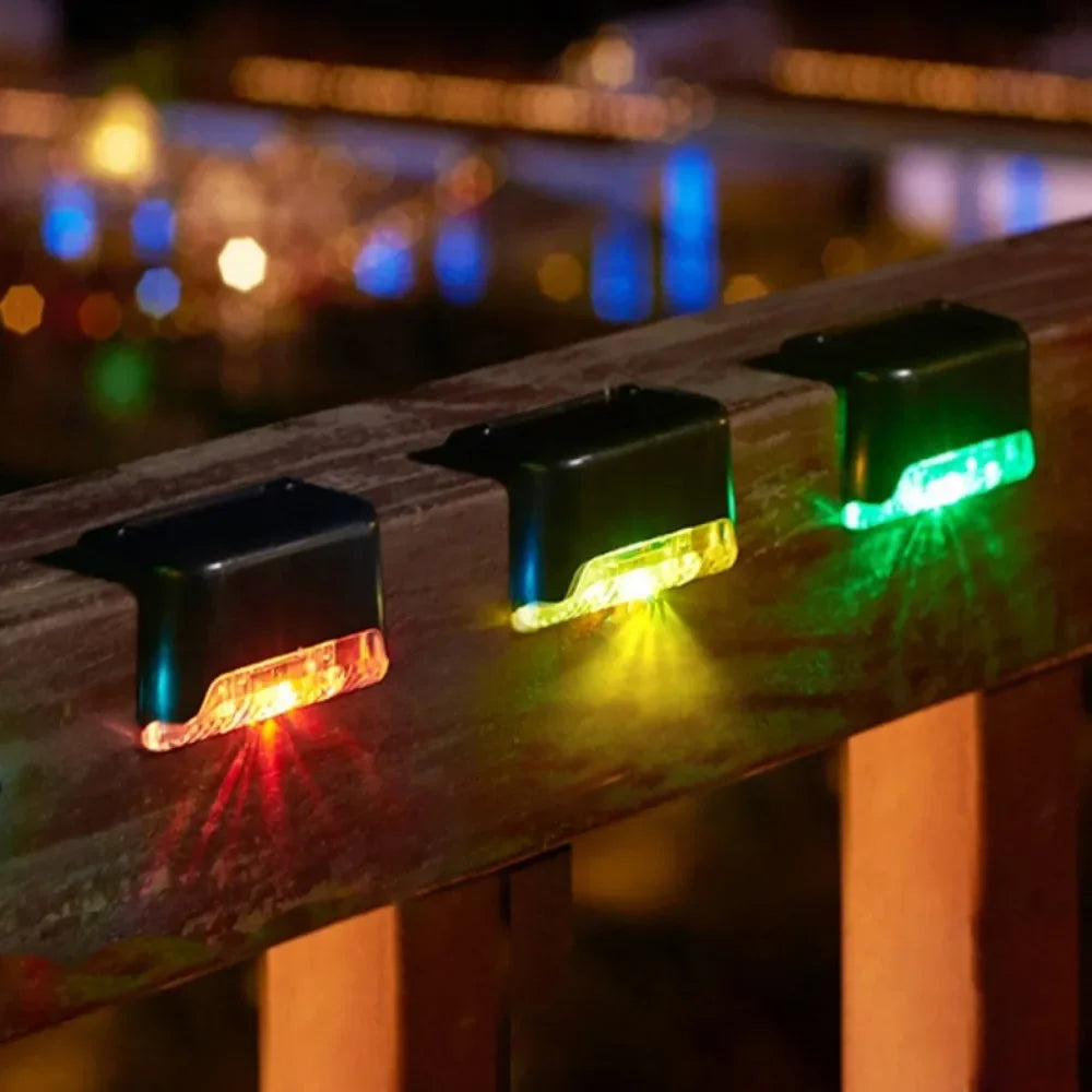 1/4 Pack Solar Deck Lights Outdoor Step Lights Waterproof Led Solar Lamp for Stairs Railing Step Fence Yard Patio and Pathway