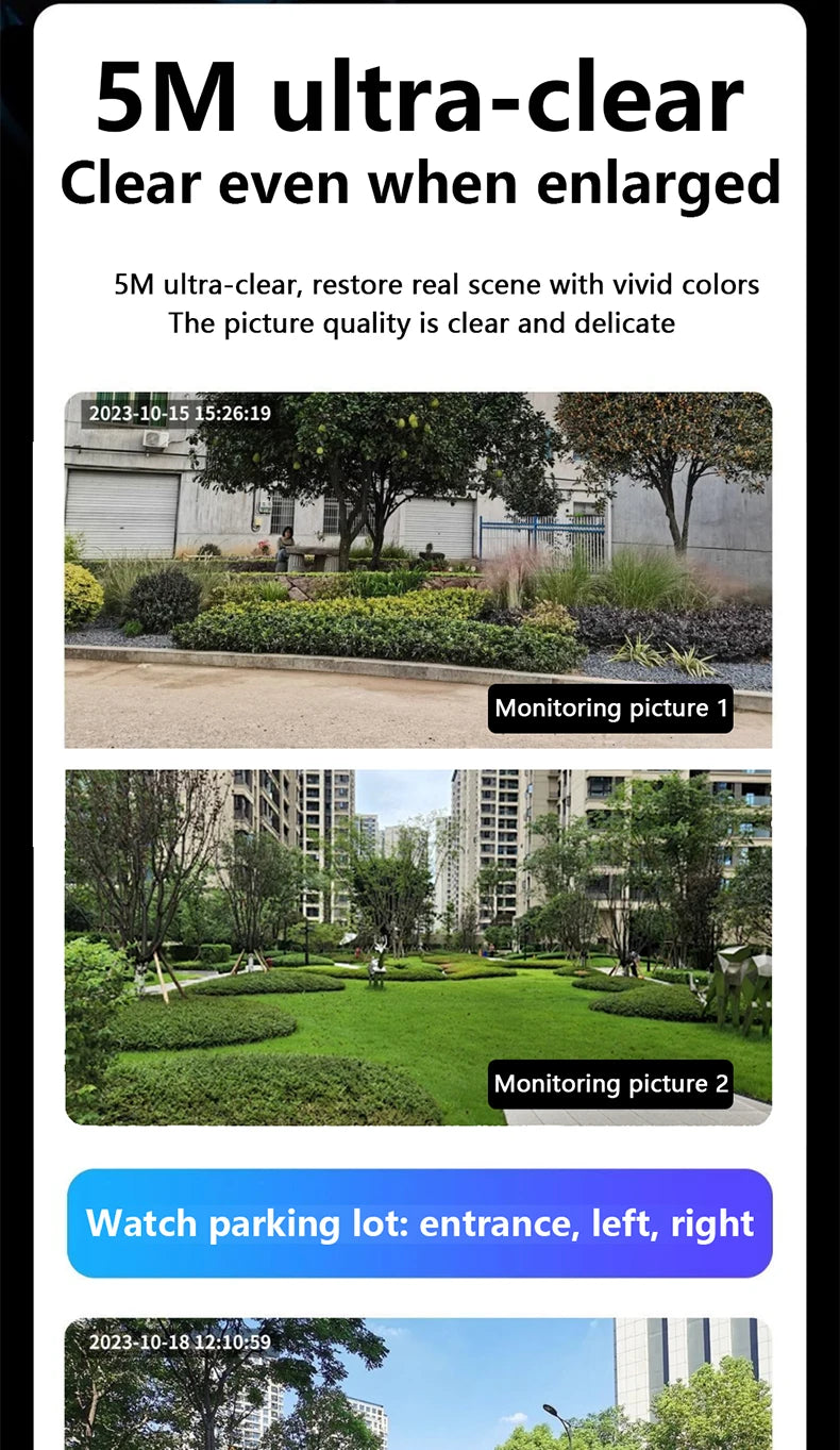 Solar Camera wifi V360PRO Three Eyes and Two Pictures Outdoor Solar Closed Circuit PTZ Camera 1080P