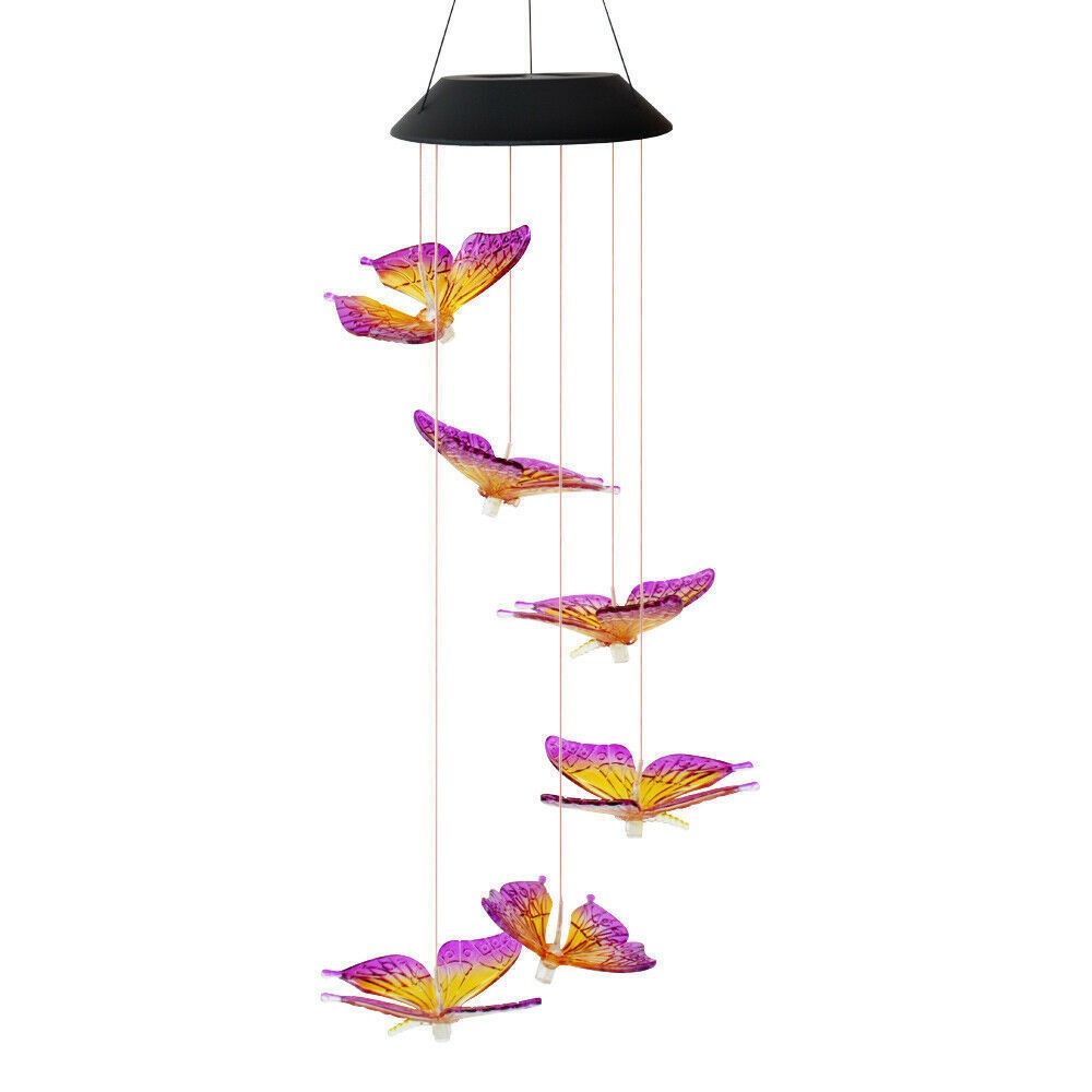 Solar Light Butterfly Windchime Light Rechargeable Christmas All Hallows' Day Party Atmosphere Landscape Balcony Decoration Lamp