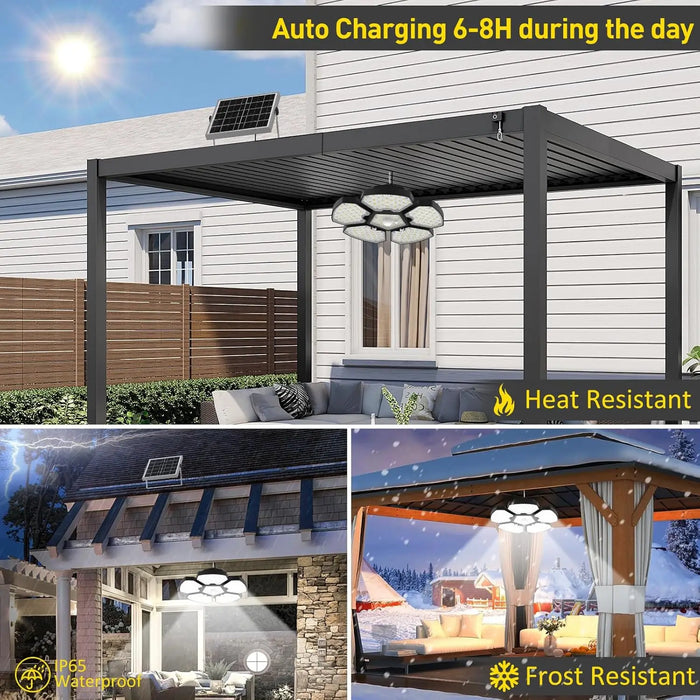 Solar Shed Light Indoor Outdoor Garage Balcony Motion Sensor Pandent Lights 156LEDS Waterproof Courtyard Security hanging Lamp