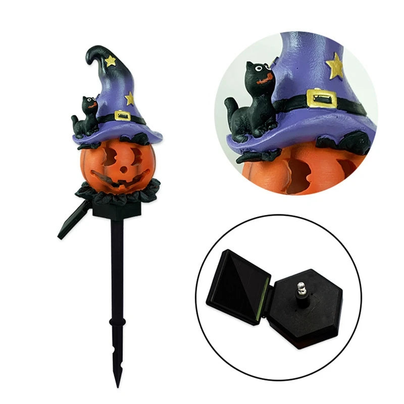 Solar Pumpkin Lantern Halloween Outdoor Light Atmosphere Light Waterproof Resin Light Suitable For Courtyard Garden