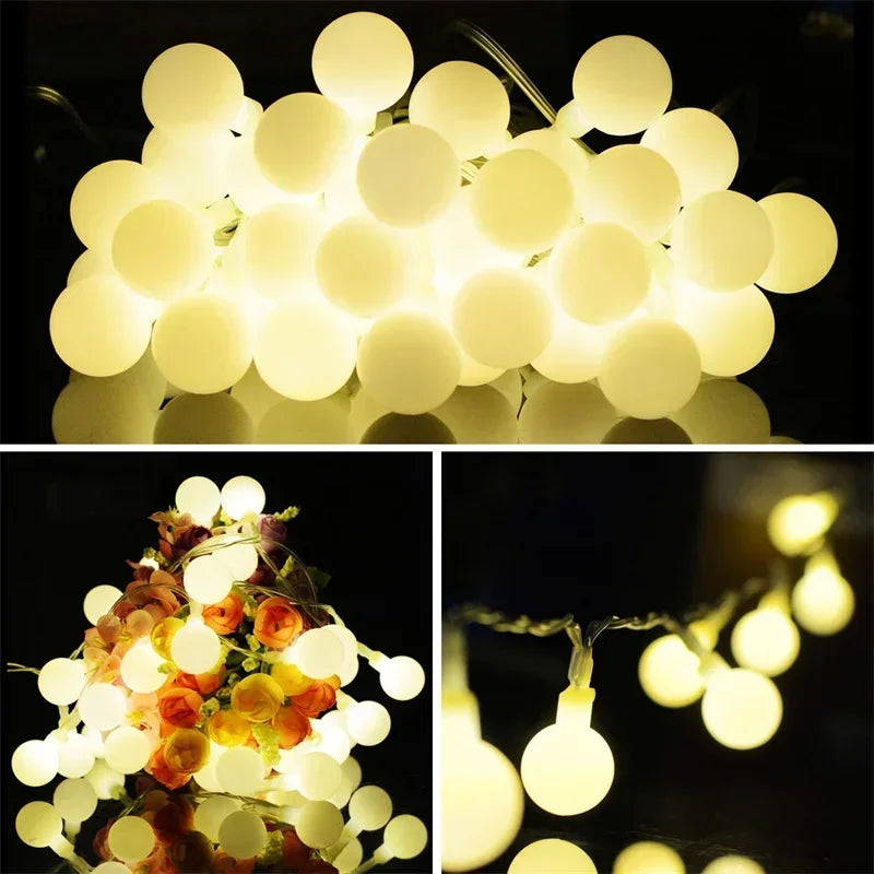 20/50/100LED Solar Outdoor String Lights Round Ball Solar Globe Lights for Garden Patio Holiday Party Christmas Decoration