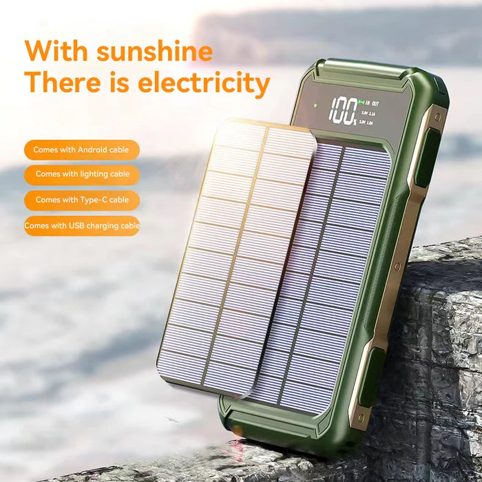 4-in-1 Solar Power Bank Built-in-cables 100000mAh High Capacity Charger Fast Charging Intelligent Digital Display Battery 2025