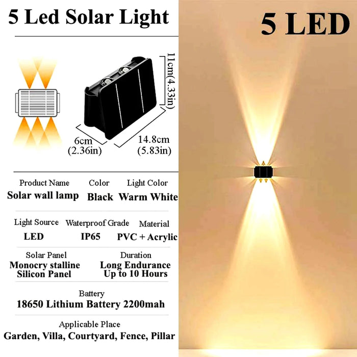 Solar Wall Lights Outdoor Garden Lighting External Solar Powered Led Outdoor Lamp Wall Sconces Yard and Garden Decors Decoration