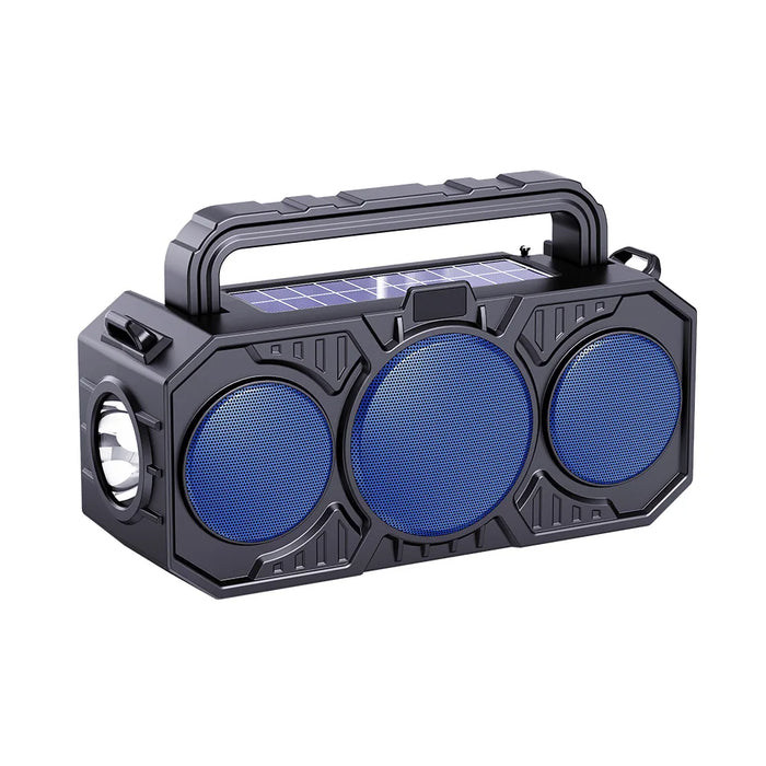 Solar Wireless Bluetooth Speaker Dual Solar Power Rechargeable with Flashlight  FM Radio TF USB MP3 Music Player Audio System