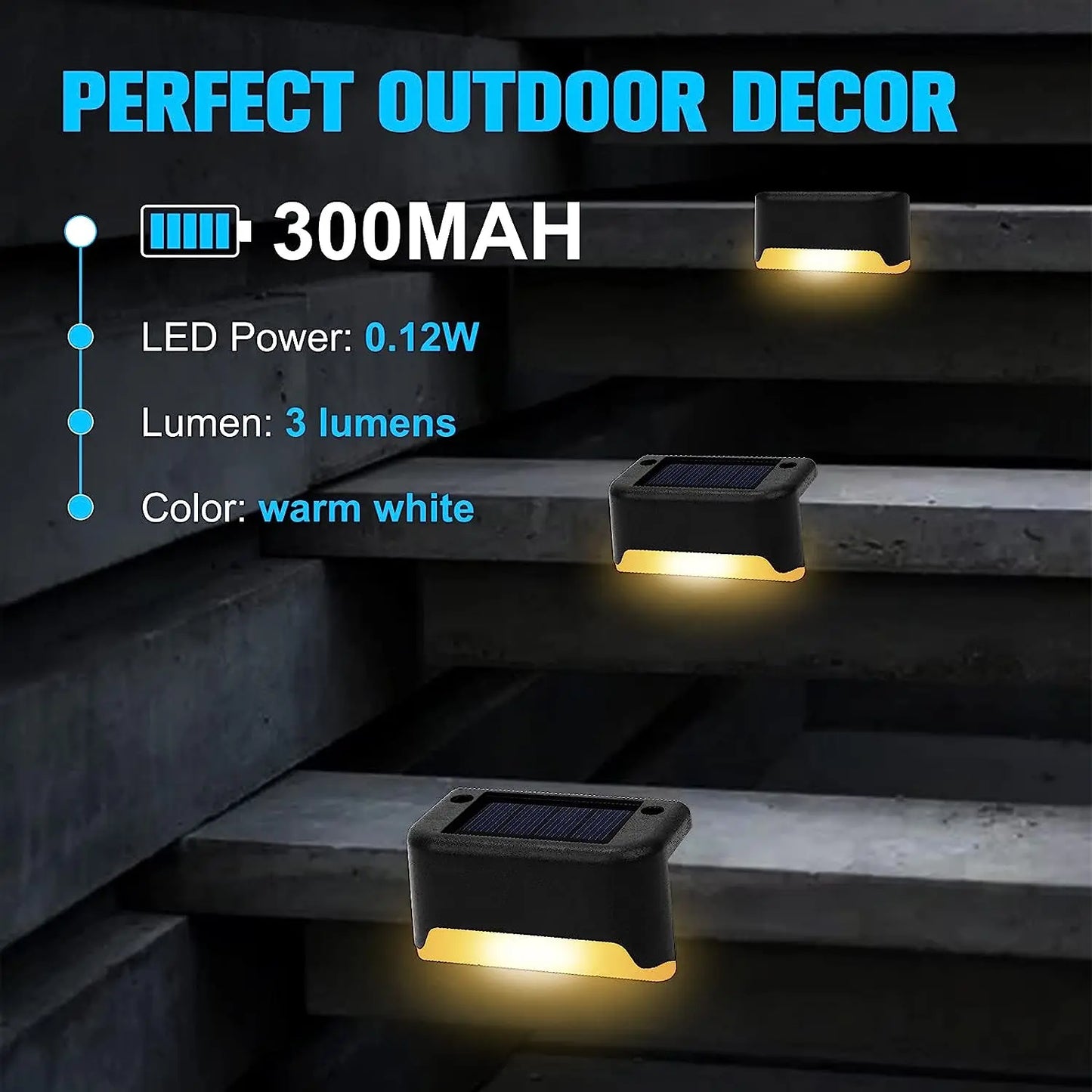Solar Deck Lights 1-12 Pack Outdoor Step Lights Waterproof Led Solar Lights for Railing Stairs Step Fence Yard Patio and Pathway
