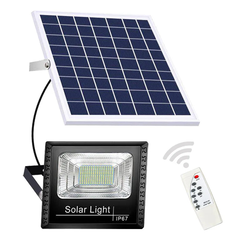 Solar Flood Lights with Remote Control, IP67 Waterproof Adjustable Spotlight for Villa & Street Lighting