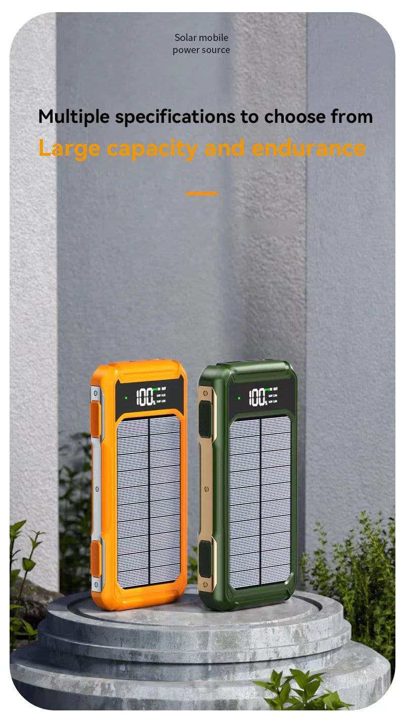 500000mAh Solar Powerbank Portable Large Capacity Charger Fast Charging With Four Cables Digital Display For Ios Android Huaiwei