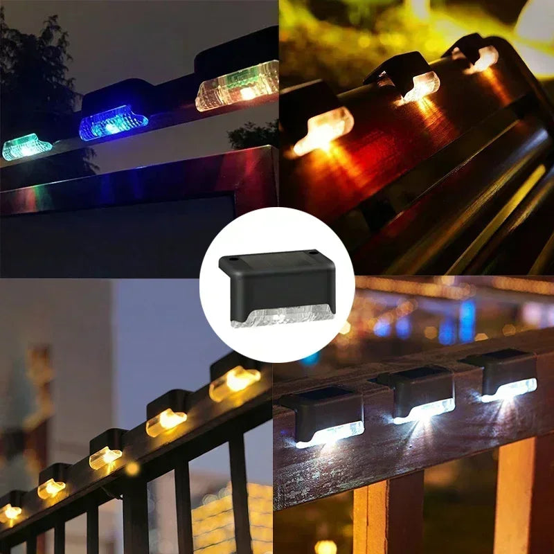 4 Pack Solar Wall Lights for Deck Step Railing Patio Stair Yard Garden Decoration Solar LED Light Outdoor Holiday Lighting