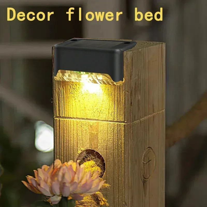 4 Pack Solar Wall Lights for Deck Step Railing Patio Stair Yard Garden Decoration Solar LED Light Outdoor Holiday Lighting
