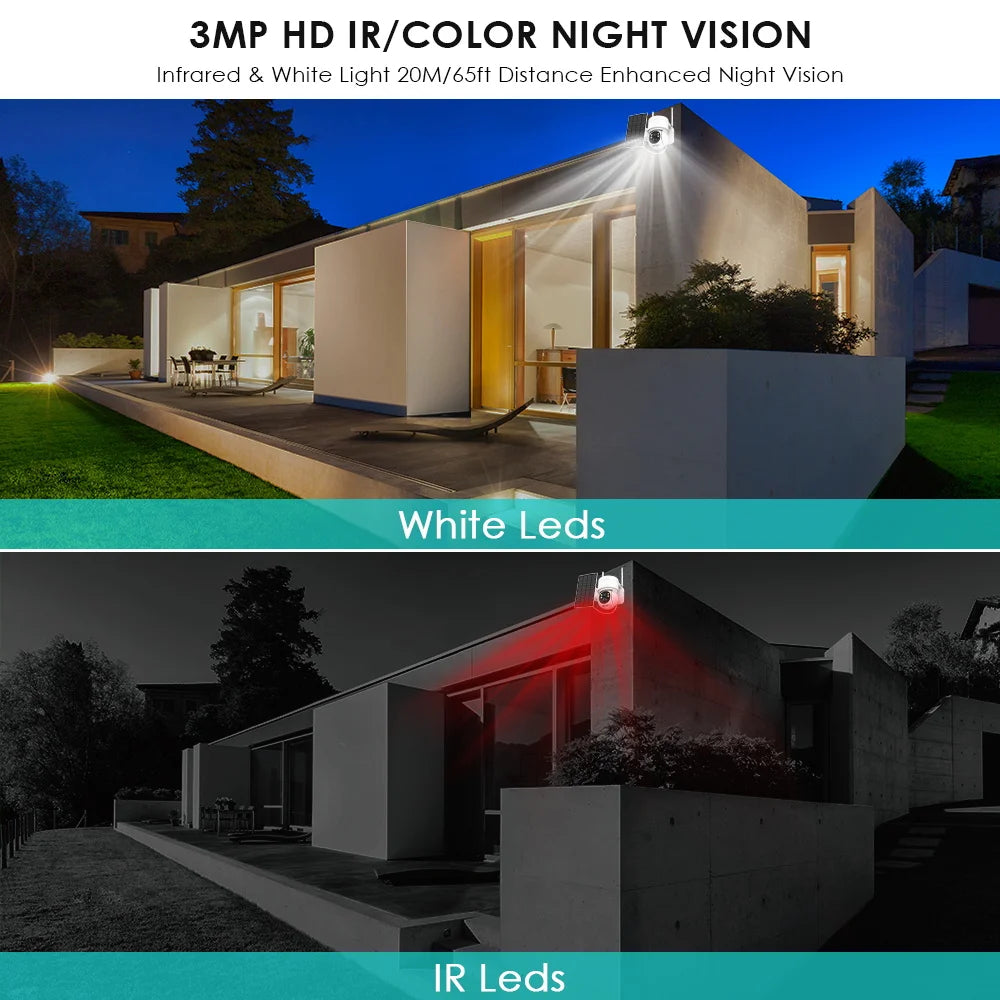 Solar Camera Wifi Outdoor 1080P PIR Human Detection Wireless Surveillance IP Cameras With Solar Panel 7800mAh Recharge Battery