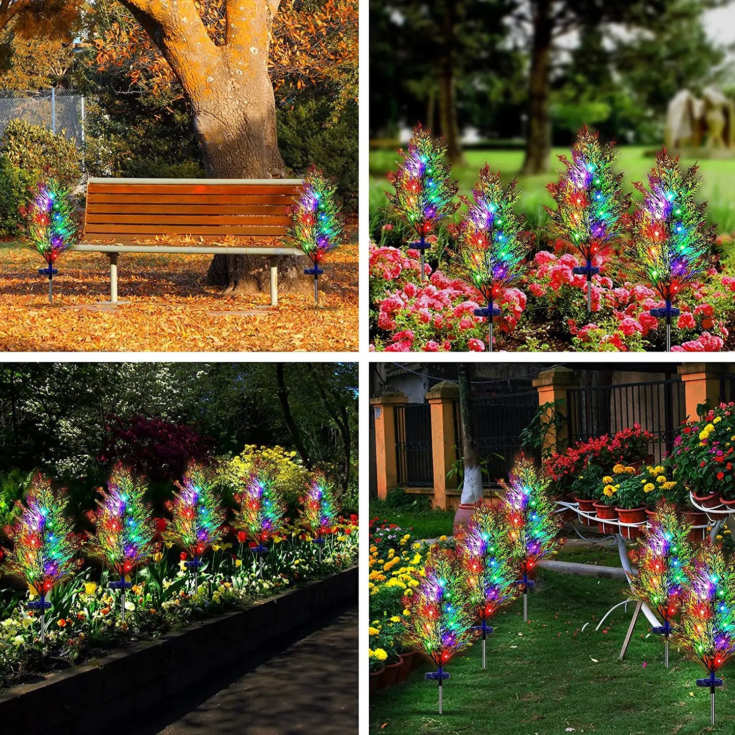 1pcs Solar Christmas Pine and Cypress Lawn Lamp LED Festive Garden Spike Decorative Standing Garden Lamp Waterproof Garden Spot