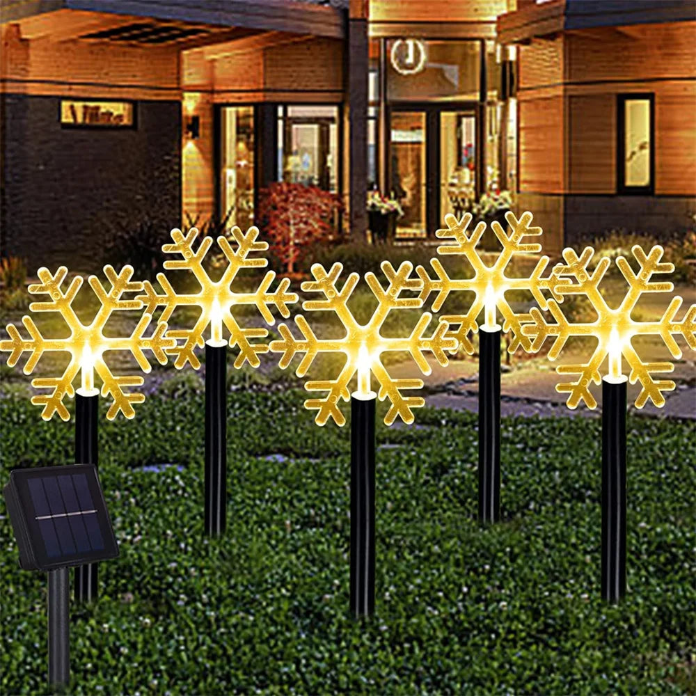 Solar Christmas Pathway Lights 5 Pack Solar Christmas Decor Star LED Lights Outdoor Waterproof Stake Lights Garden Walkway 731