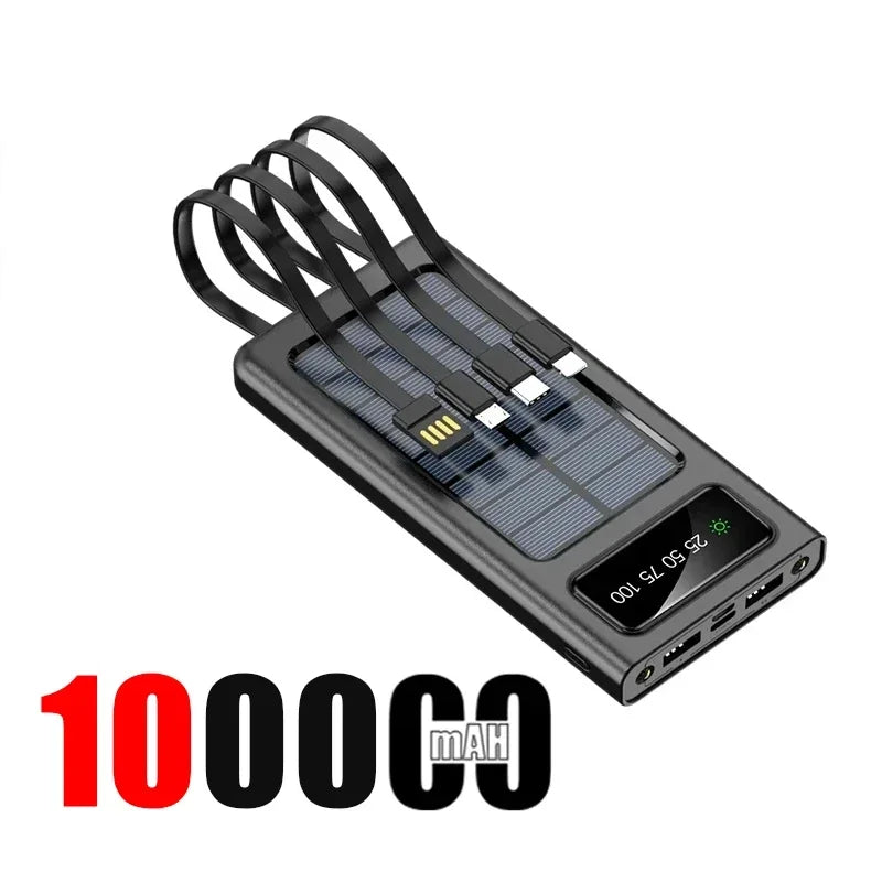 200000mAh 120W Solar Power Bank With Led Lamp Super Fast Charging Ultra High Capacity 4 Wire Digital Display External Battery