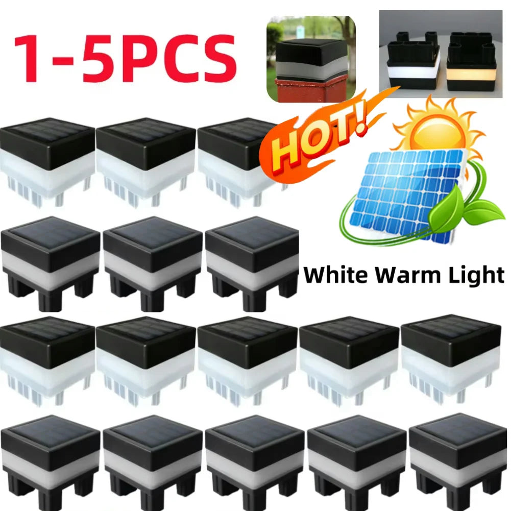 1-5Pcs Solar LED Fence Lamp Pillar Light Easy Installation Waterproof Outdoor Lamp GlowIing Path Yard Lights for Garden Decor