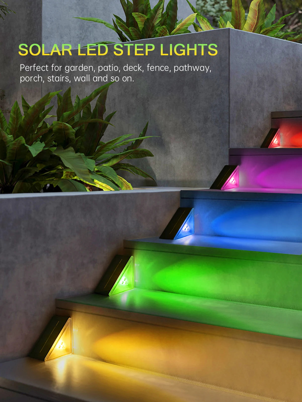 Solar Stair Lights Solar Step Light Outdoor Anti-theft Waterproof IP67 Decor for Garden Stair Deck Front Porch and Patio