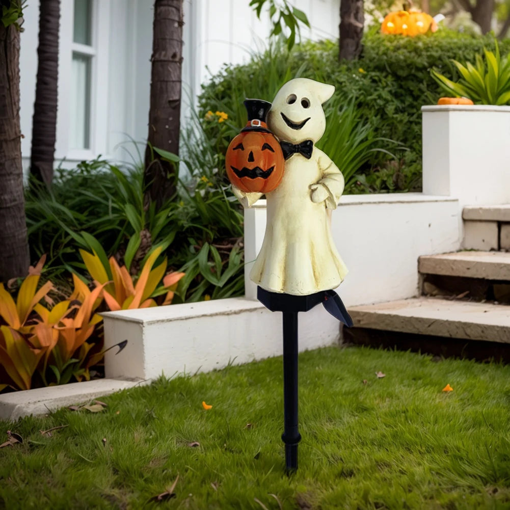 Outdoor Halloween Ghosts Pathway Light Waterproof Solar Pumpkin Stake Light for Christmas Halloween Party Decoration Night Light