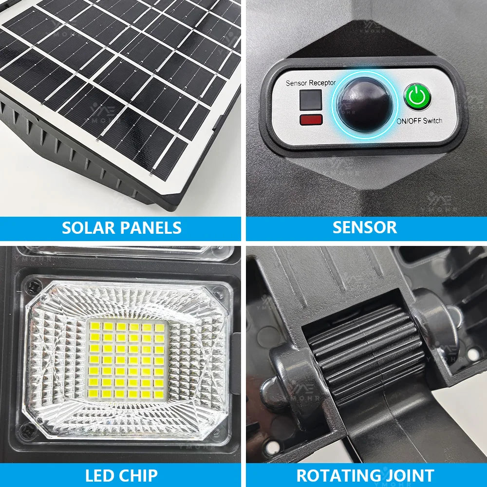 200000LM Huge Solar Street Lights With Remote Control Motion Sensor LED Power Outdoor Solar Lamp For Home and Garden Decoration