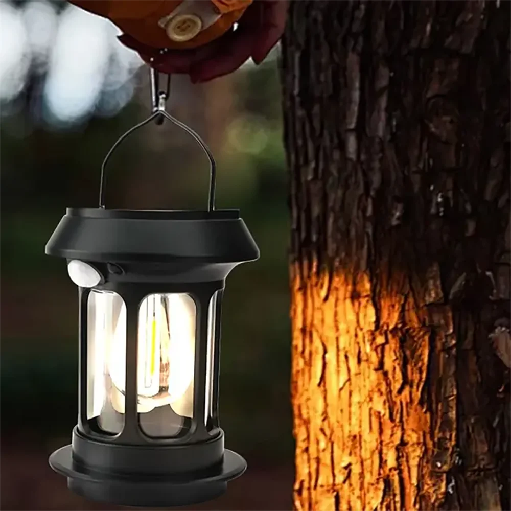 Solar Camping Lighting LED Light Portable Retro Camping Lantern Waterproof Outdoor Garden Lawn Path Lighting Decorative Light