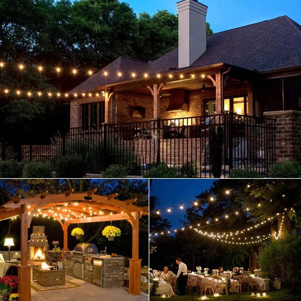 Solar Patio String Light G40,8 Light Modes, Outside Weatherproof Hanging Lights for Backyard Bistro Balcony Pergola Party Decor