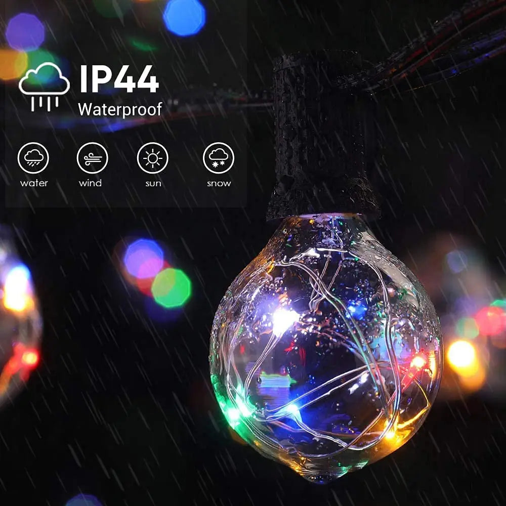 Solar Patio String Light G40,8 Light Modes, Outside Weatherproof Hanging Lights for Backyard Bistro Balcony Pergola Party Decor