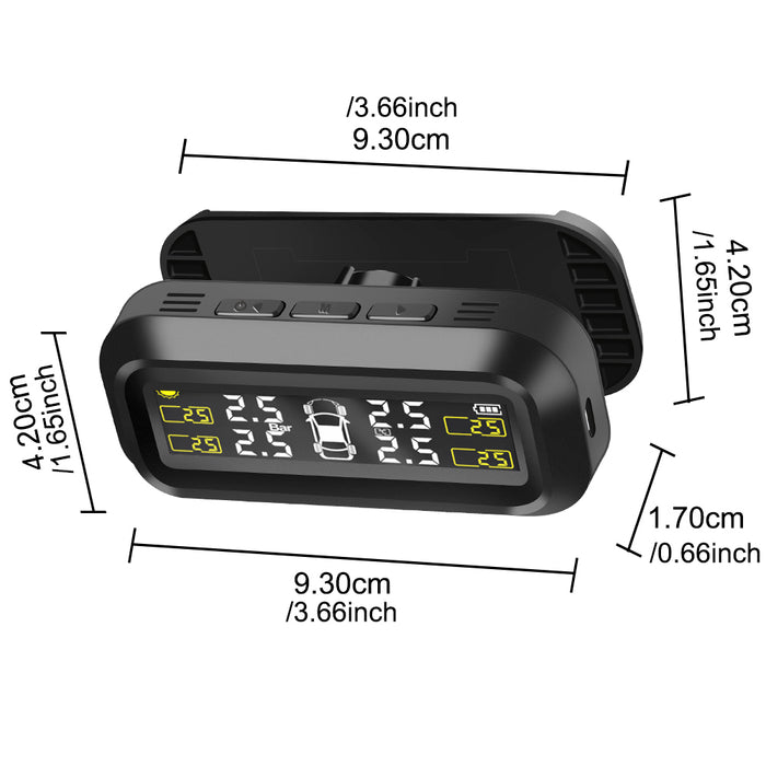 Solar Power External Sensor 2025 Auto Security Alarm Tyre Pressure Car TPMS Tyre Pressure Monitoring System Digital LCD Display