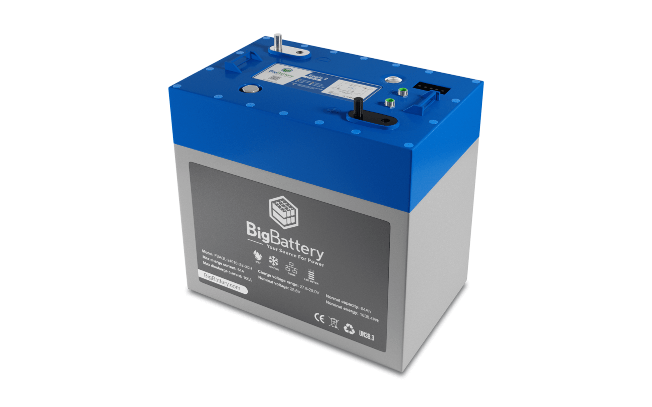 BigBattery EAGLE 2 FEAGL-24016-G2-0CH 2.6kWh 64Ah 24V Lithium Iron Phosphate Battery