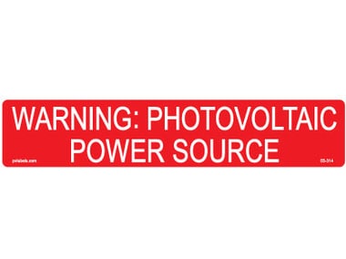 Hellermann 596-00206 Photovoltaic Warning Label