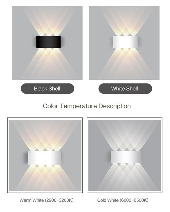 Aluminum LED Wall Lamp Waterproof IP65 Outdoor Garden Lights 8W 12W Interior Wall Light for Bedroom Living Room Stairs Lighting