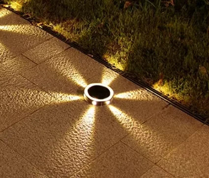 Outdoor Solar Wall Light Waterproof round Petal Garden Ground-Mounted Lamp with 8 Modes for Deck Fence Landscape Lighting