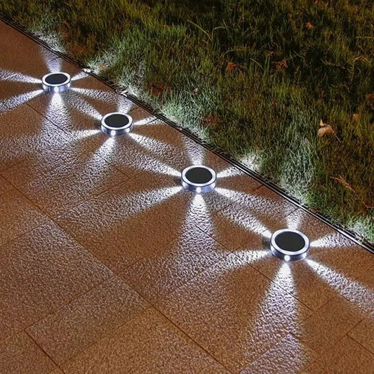 Outdoor Solar Wall Light Waterproof round Petal Garden Ground-Mounted Lamp with 8 Modes for Deck Fence Landscape Lighting