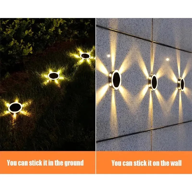 Outdoor Solar Wall Light Waterproof round Petal Garden Ground-Mounted Lamp with 8 Modes for Deck Fence Landscape Lighting