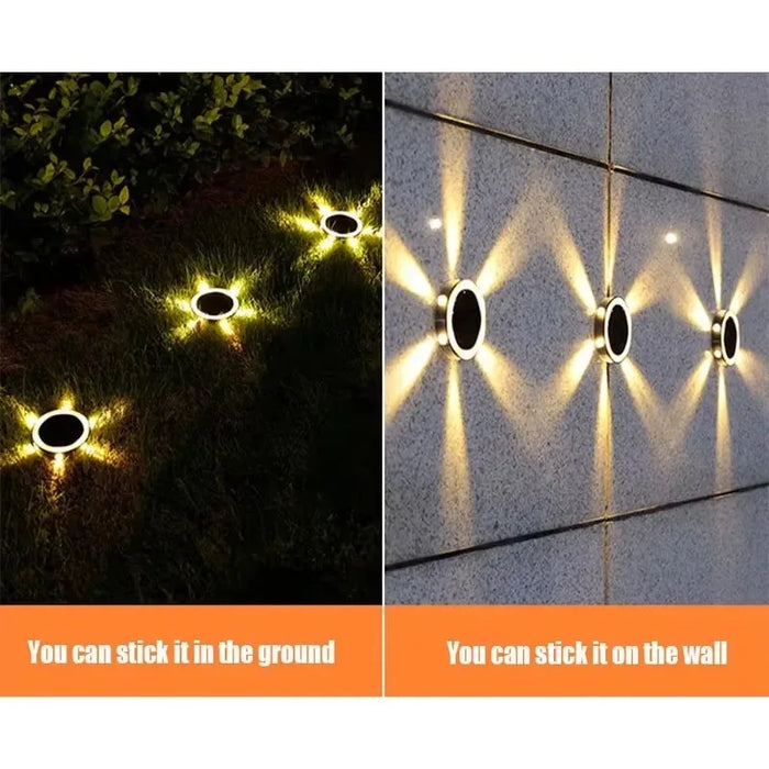Outdoor Solar Wall Light Waterproof round Petal Garden Ground-Mounted Lamp with 8 Modes for Deck Fence Landscape Lighting