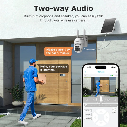Solar Camera Security Cameras Wireless WIFI / 4G Solar Outdoor Camera 8MP 4K 12X Zoom SIM Human Detection Security Kamera