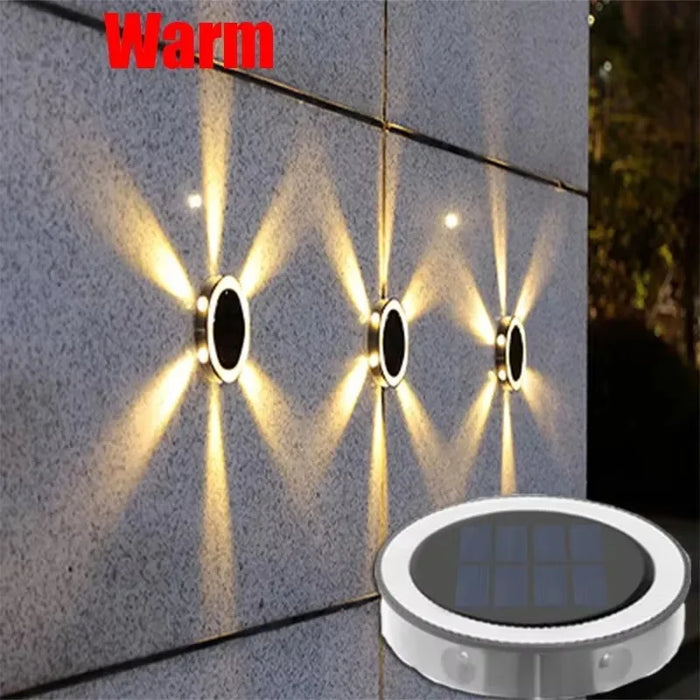 Outdoor Solar Wall Light Waterproof round Petal Garden Ground-Mounted Lamp with 8 Modes for Deck Fence Landscape Lighting