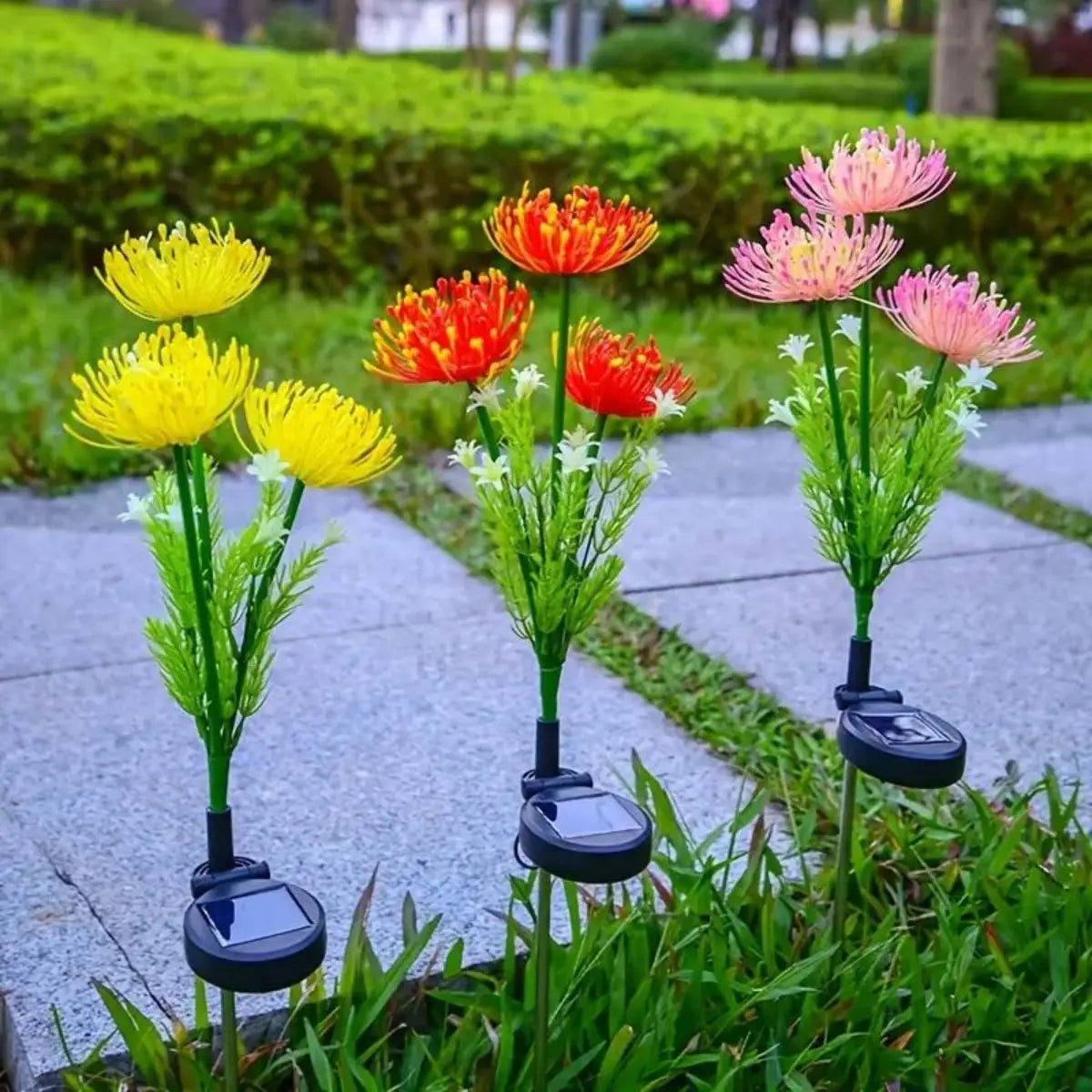 Solar Garden Lights Solar Flowers Lights with Glowing Flowers & Stems Solar Outdoor LED Light for Garden Pathway Deck Yard Decor