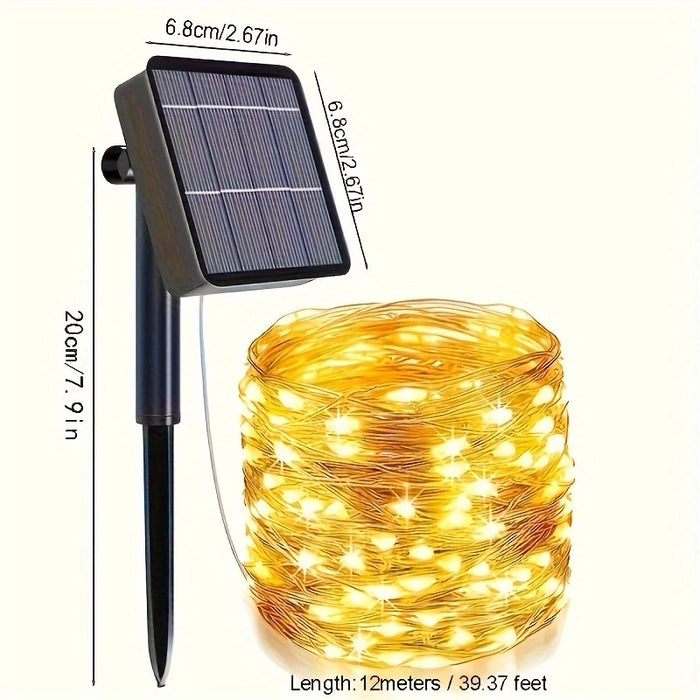 Solar String Lights Outdoor, Waterproof 100 LED Solar Powered Copper Wire String Lights with 8 Modes for Patio, Tree, Garden