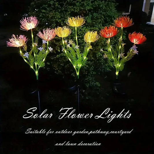 Solar Garden Lights Solar Flowers Lights with Glowing Flowers & Stems Solar Outdoor LED Light for Garden Pathway Deck Yard Decor