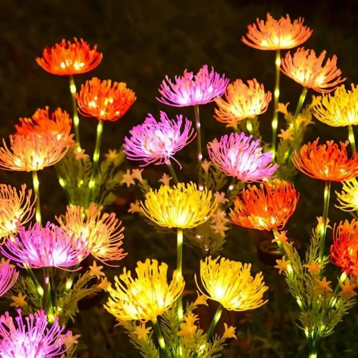 Solar Garden Lights Solar Flowers Lights with Glowing Flowers & Stems Solar Outdoor LED Light for Garden Pathway Deck Yard Decor