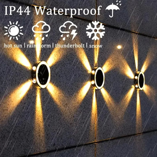 Outdoor Solar Wall Light Waterproof round Petal Garden Ground-Mounted Lamp with 8 Modes for Deck Fence Landscape Lighting