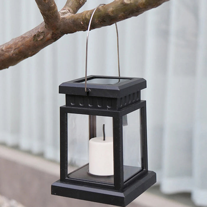 Retro Lantern Candle Twinkle Light Solar Powered Lamp Waterproof Outdoor Garden Decoration Light Warm Flame Flashing Tea Light