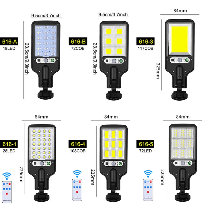 LED Solar Street Lights COB+SMD Outdoor Solar Lamp With 3 Light Mode Waterproof Motion Sensor Security Lighting for Garden Patio
