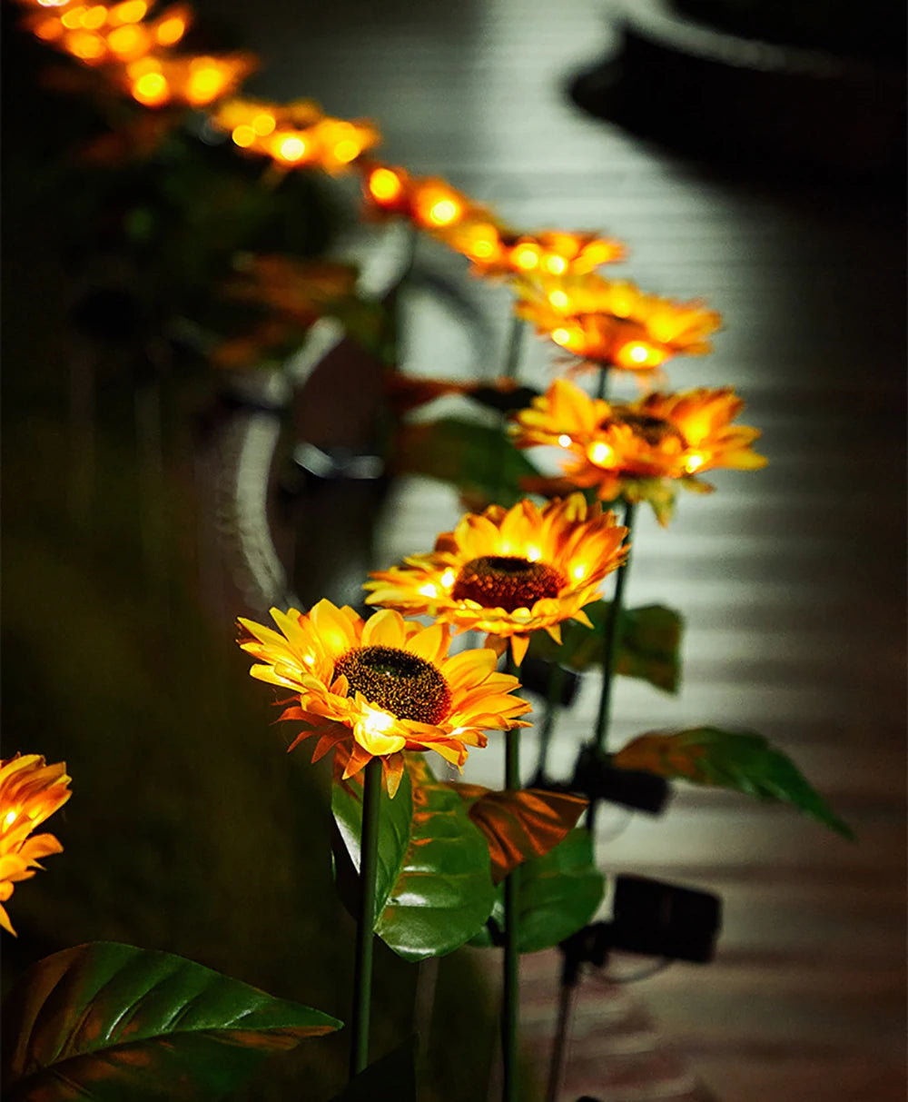 Solar Sunflowers Outside Garden Lawn Light IP65 Waterproof Solar Flowers Pathway Light for Patio Yard Wedding Holiday Decoration