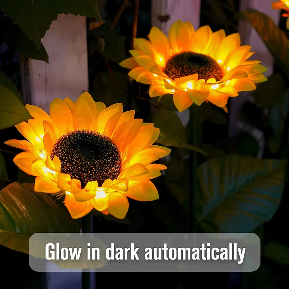Solar Sunflowers Outside Garden Lawn Light IP65 Waterproof Solar Flowers Pathway Light for Patio Yard Wedding Holiday Decoration