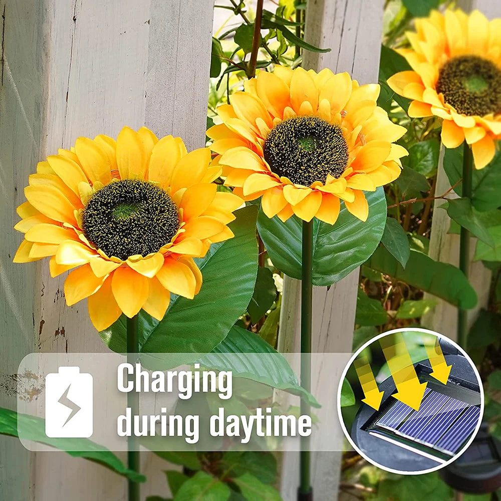 Solar Sunflowers Outside Garden Lawn Light IP65 Waterproof Solar Flowers Pathway Light for Patio Yard Wedding Holiday Decoration