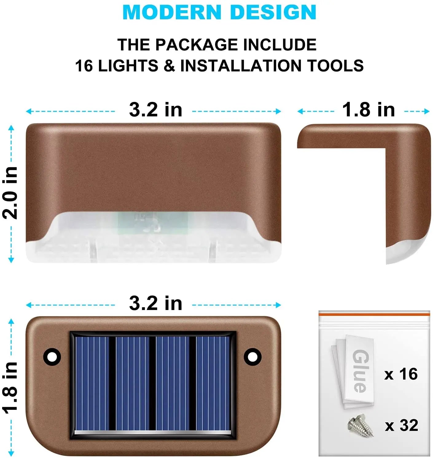 Solar Step Lights Outdoor LED Fence Lights 20 Pack Waterproof Led Solar Lamp for Railing Stairs Yard Patio and Pathway