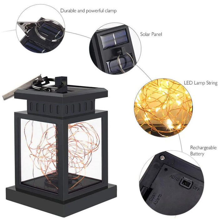 Solar Lantern Hanging Garden Light With LED String Lights Outdoor Candle Lantern Light Waterproof For Christmas Party Decoration