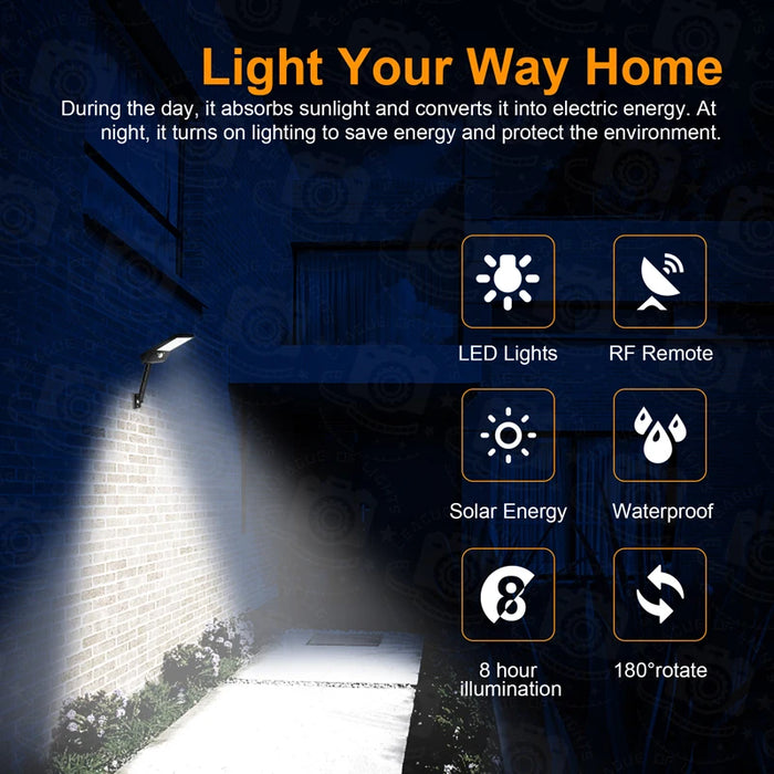 QLTEG 48 LED 800 LM Outdoor Solar Power Street Wall Lamp PIR Motion Sensor Garden Security Waterproof remote control solar light