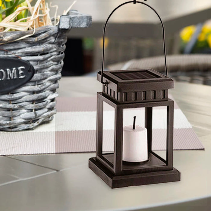 Retro Lantern Candle Twinkle Light Solar Powered Lamp Waterproof Outdoor Garden Decoration Light Warm Flame Flashing Tea Light